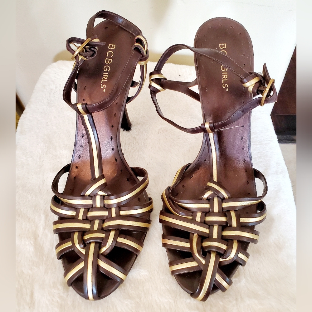 BCBGirls Elegant Brown and Gold Heels